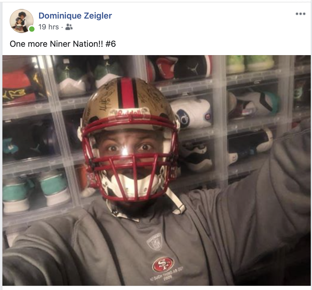 Former Harker Heights/49ers Football Star Dominique Zeigler Celebrates The Win